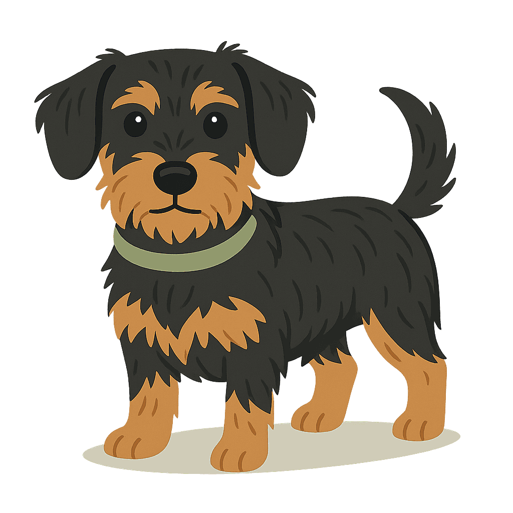 Cartoon Dorkie dog standing.