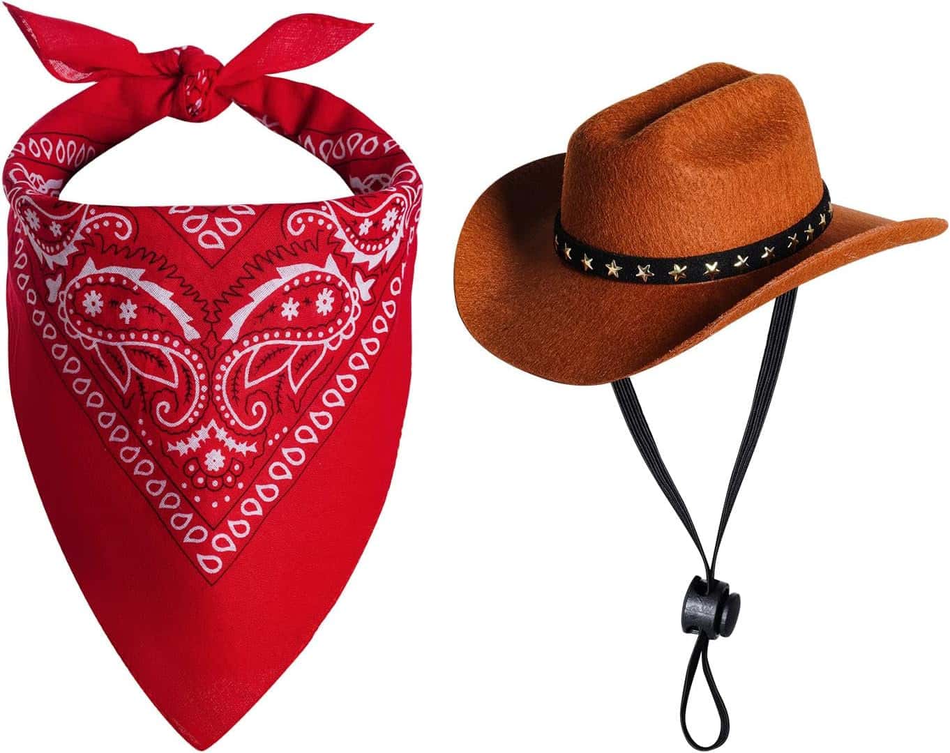 Choyaxo Cowboy Dog Costume Red Bandana And Hat